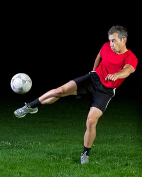 Soccer player scoring