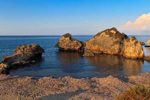stones in sea on the beach Porto Zoro, Zakynthos, Greece