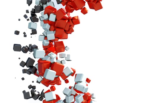 3d abstract background with glossy red and black cubes