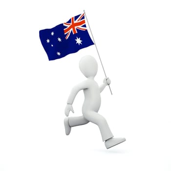 Illustration of a 3d man holding a new zealand flag