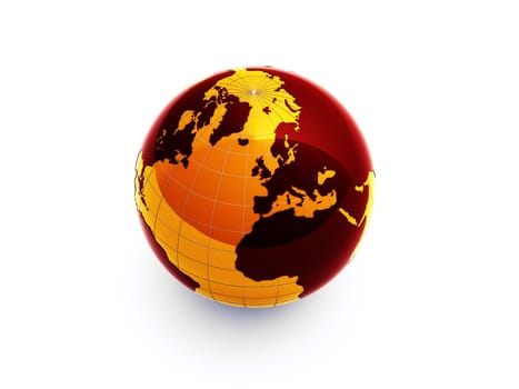 3d glossy earth on white background