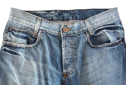 Photo of a pocket jeans with yellow thread