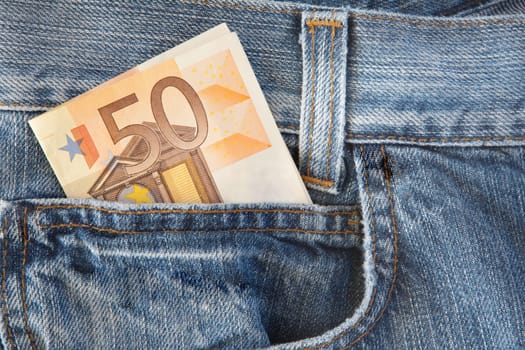 Pants jeans with money in the pocket