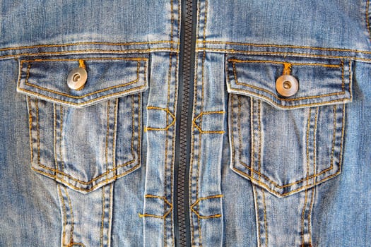 Jeans jacket with two pocket and zipper