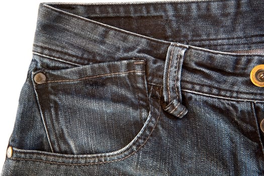 Photo of a pocket jeans with yellow thread