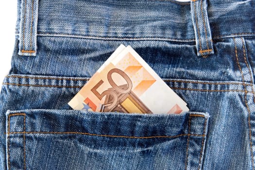 Pants jeans with money in the pocket