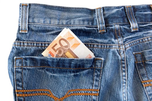 Pants jeans with money in the pocket
