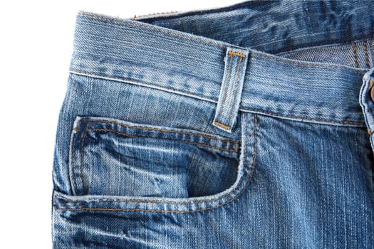 Photo of a pocket jeans with yellow thread