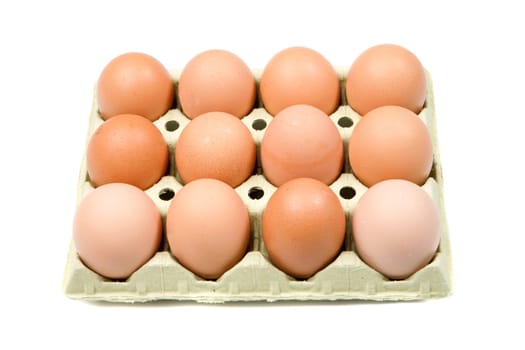 eggs in a basket a over white background