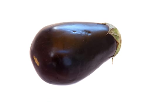 Single aubergine on a over white background