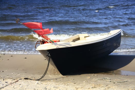 Fishing boat on the Osesee beach on the island of Usedom