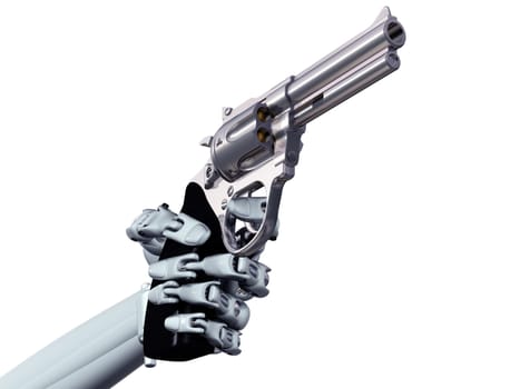 Illustration of a robot pointing a deadly handgun