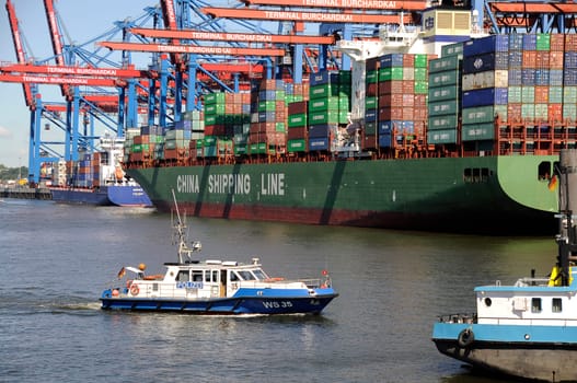 Container ship in the Port of Hamburg