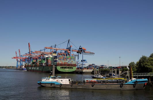 Container ship in the port of Hamburg