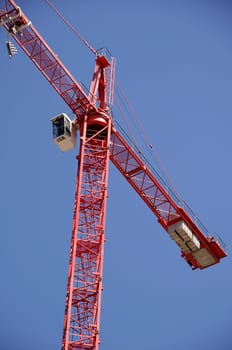 red construction crane