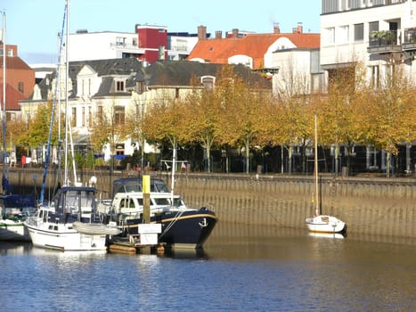 Boats in a harbour in Oldenburg