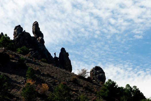 Tourists enjoying a beautiful view volcanic