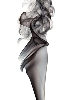 Abstract smoke shapes over a white background