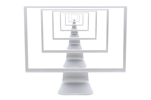 computer monitor in white over a white background