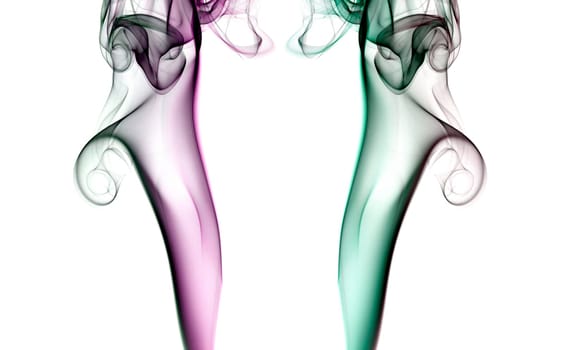 Abstract smoke shapes over a white background