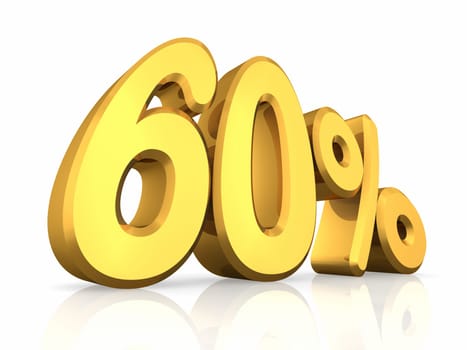 Gold sixty percent, isolated on white background. 60%