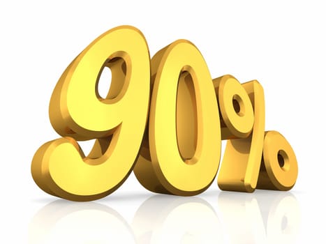 Gold ninety percent, isolated on white background. 90%