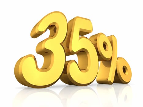 Gold thirty five percent, isolated on white background. 35%