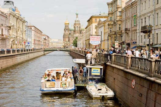 View on Griboedov&#039 s channel in Sankt Petersburg, Russia, taken on June 2011