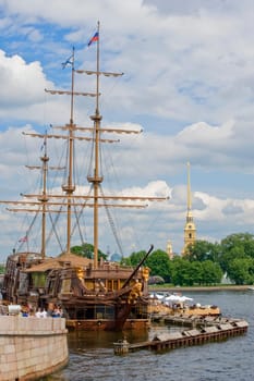 View on Neva river in Sankt Petersburg, Russia