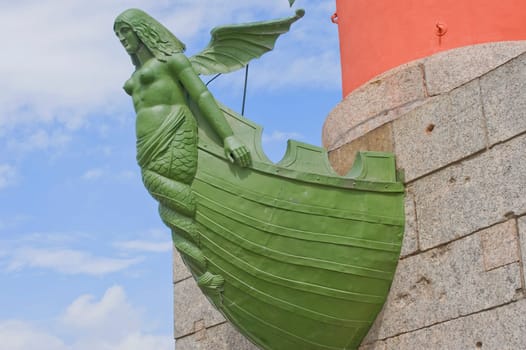 Sculpture part on a rostral column in Sankt Petersburg, Russia