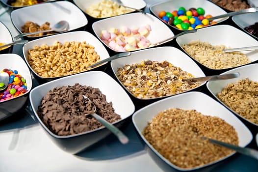 Variation of Sweets and Cereals in different plates
