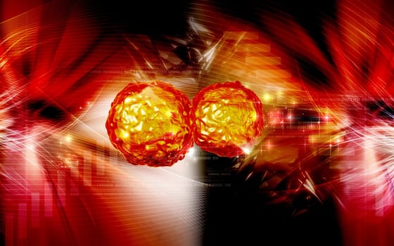 Digital illustration of polio virus in colour background