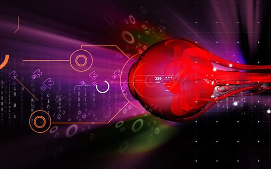 Digital illustration of eye in colour background