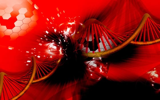 Digital illustration DNA structure in colour background