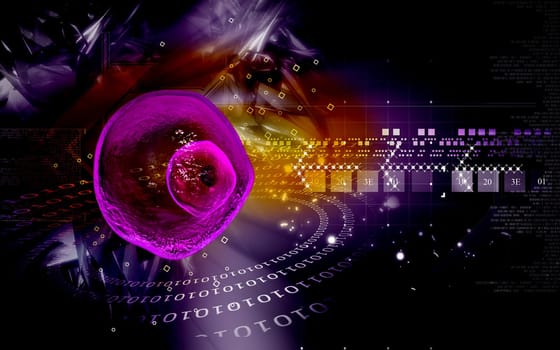 Digital illustration of Ovum cell in colour background
