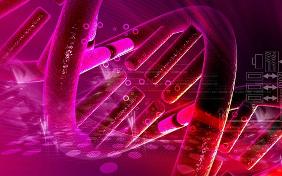 Digital illustration DNA structure in colour background
