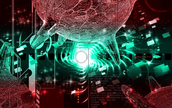 Digital illustration of herpes virus in colour background