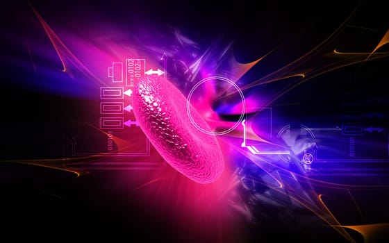 Digital illustration of blood cell in colour background