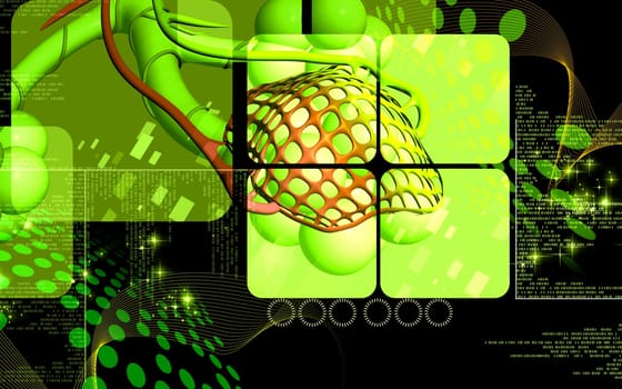 Digital illustration of alveoli in colour background