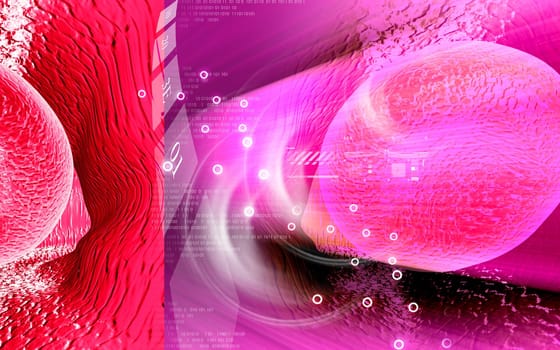 Digital illustration of blood cell in colour background