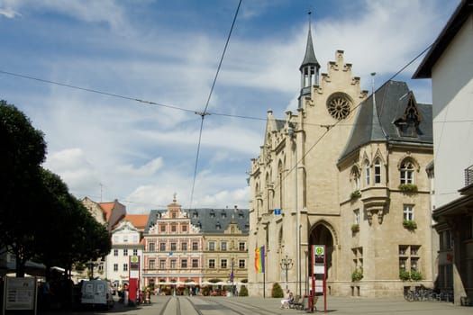 View of the Erfurt fish market with town hall