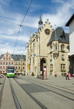 View of the fish market in Erfurt with town hall