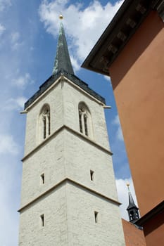 View of the tower of the church of Alllerheiligen Erfurt