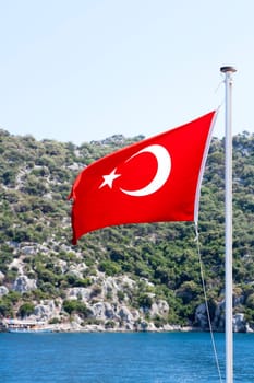 Turkish flag on the boat