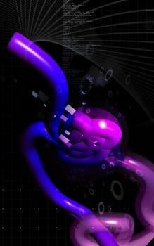 Digital illustration of nephron in colour background
