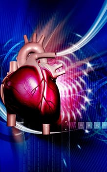 Digital illustration of heart in colour background