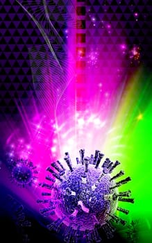 Digital illustration of avian virus in colour background