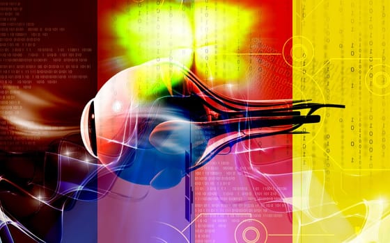 Digital illustration of eye in colour background