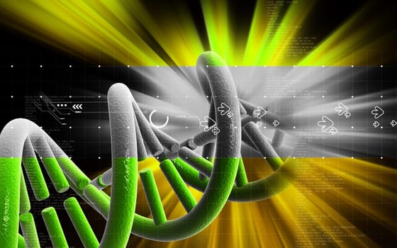 Digital illustration DNA structure in colour background