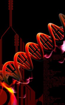 Digital illustration DNA structure in colour background